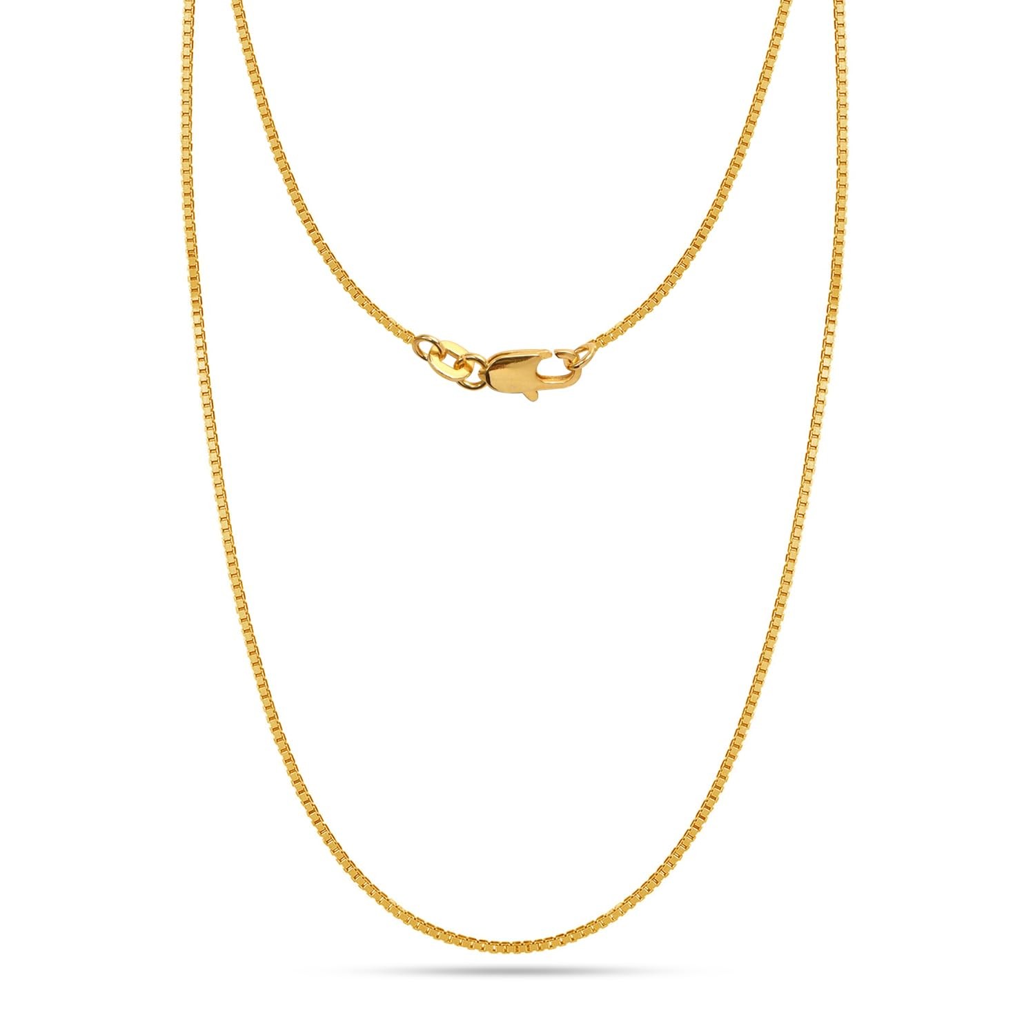 Box Chain Necklace for Women | 14K Gold-Plated 0.8mm Thin Box Chain Necklace 26