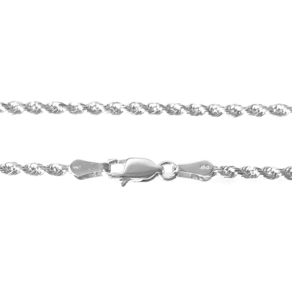 14K Solid White Gold Rope Chain 3.5 Grams W: 1.5 mm L: 18 inches (45 cm) New 60