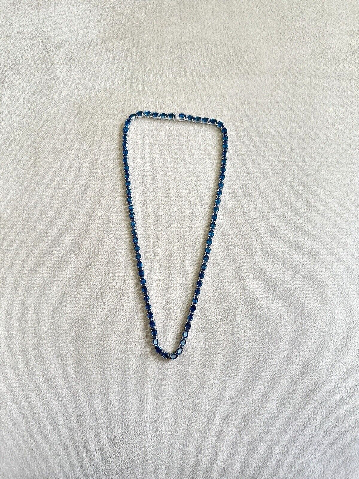 Womens Oval London Blue Topaz 925 Sterling Silver Tennis Necklace, 18in, New