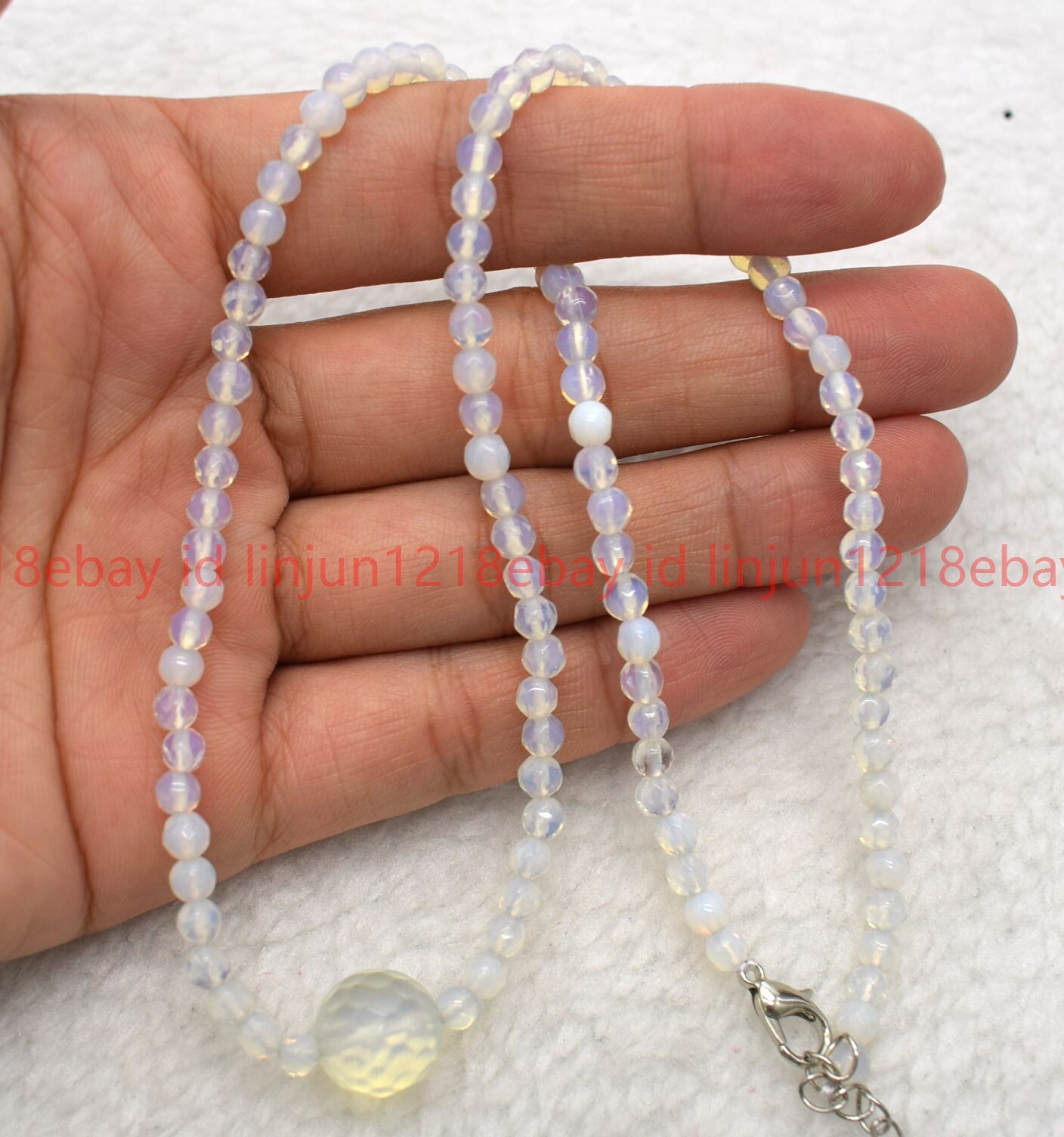 Natural Beautiful 4mm Faceted White Opal Round Gemstone Beaded Necklace 16-28in