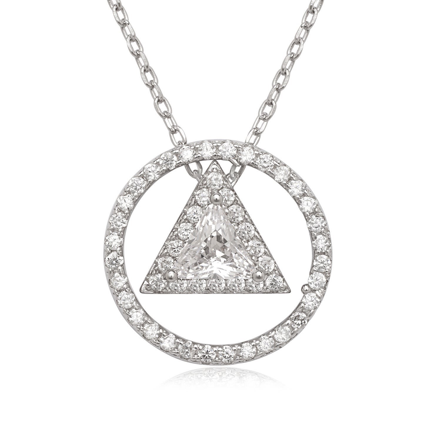 Trillion 1.50CT Lab Created Diamond Pendant Circle Geometric Halo 14K Gold Over