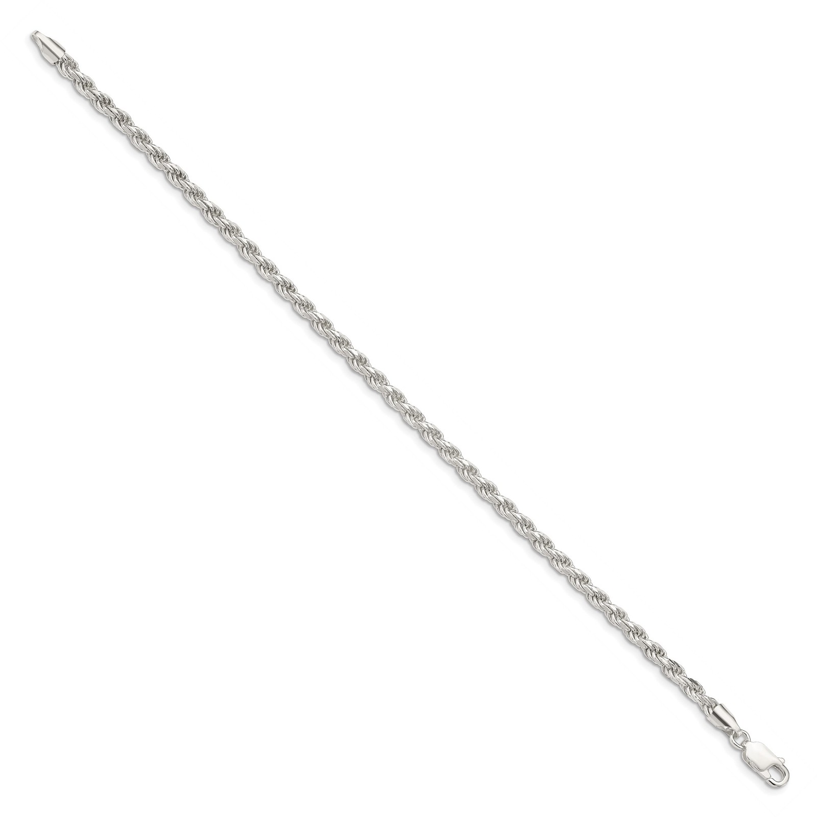 Sterling Silver Solid Diamond-Cut Rope Chain 3.2-9mm 7-36″ (Thick)