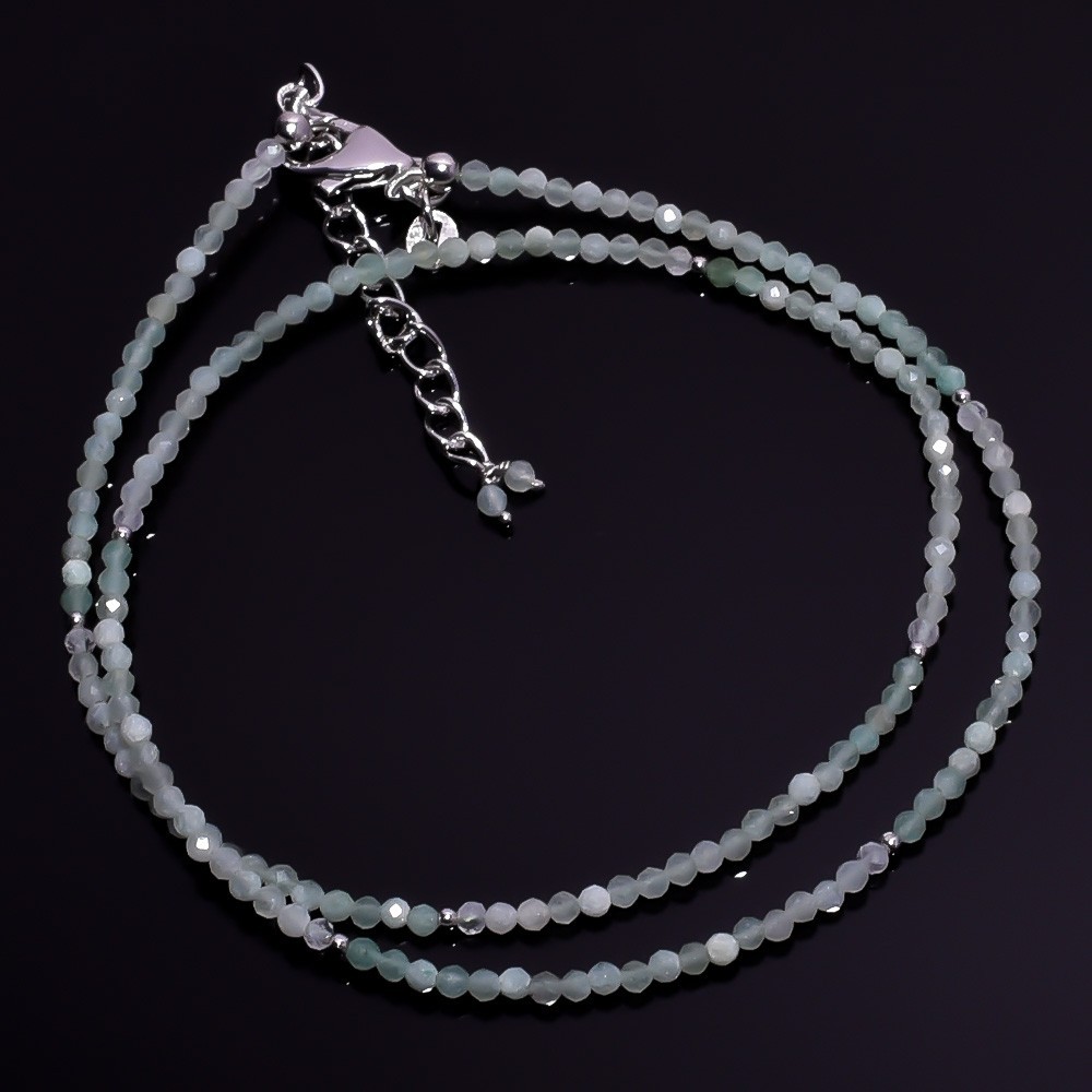 AAA+ Natural Green Aquamarine Round Gemstone Faceted Beads Necklace 16-18″ P-28