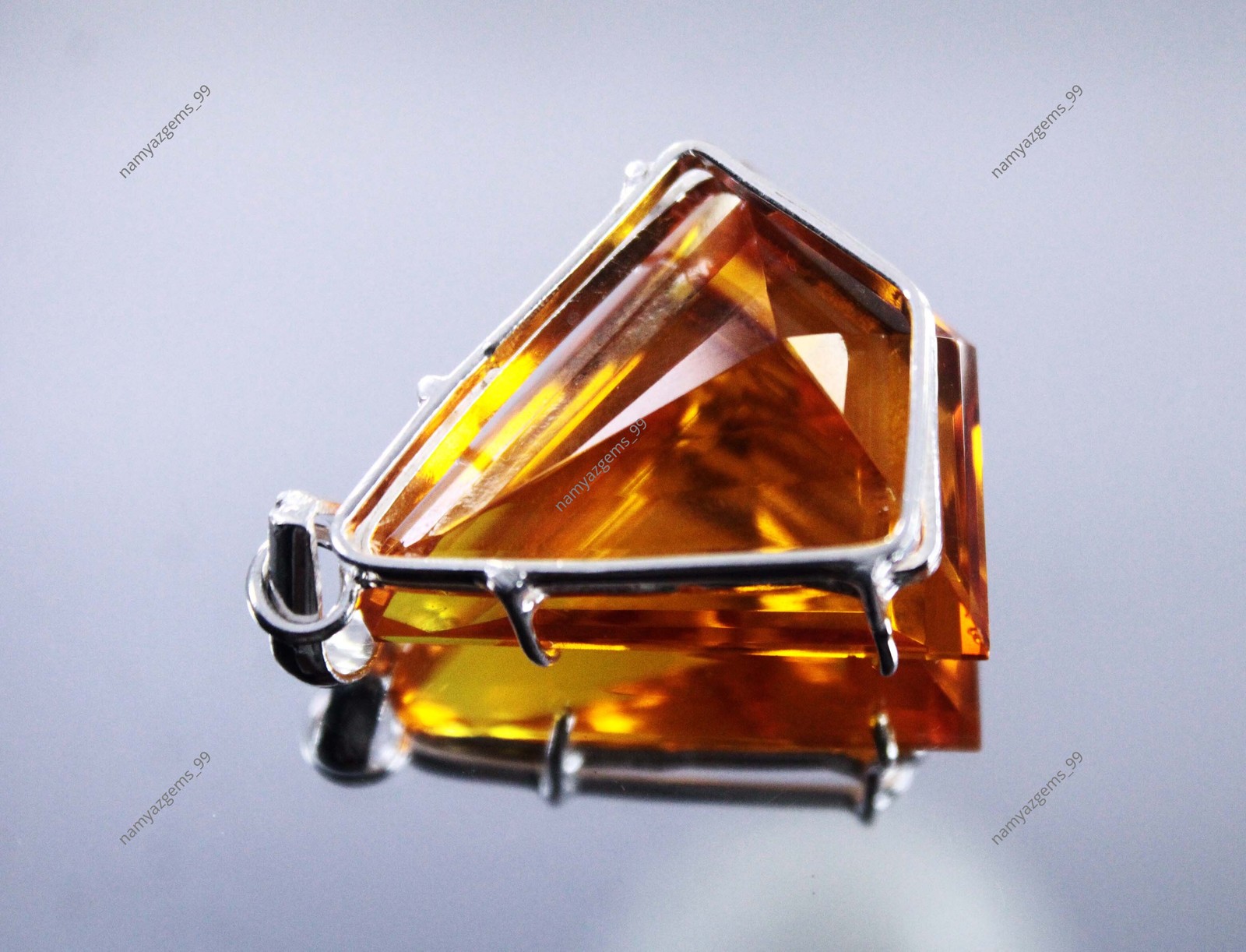 59.75 Ct Natural Imperial Topaz Loose Gemstone 925 Sterling Silver Pendant Fancy