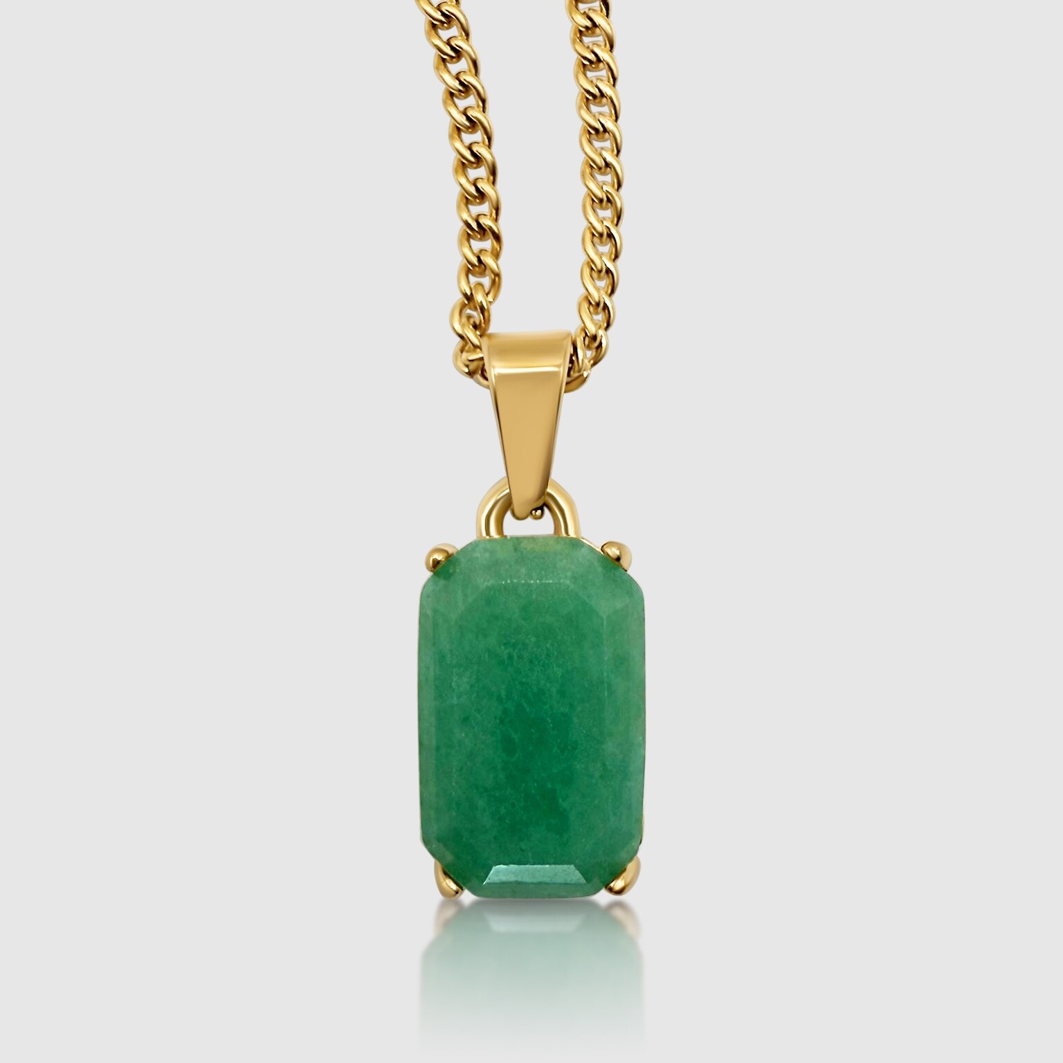 18K Gold Jade Stone Healing Crystal Pendant/Necklace Chain Gemstone Amulet 20”