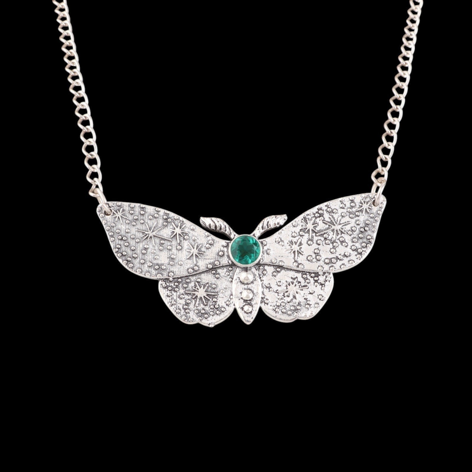 Natural Emerald Green Stone Birth Daughter Party Pendant 925 Silver