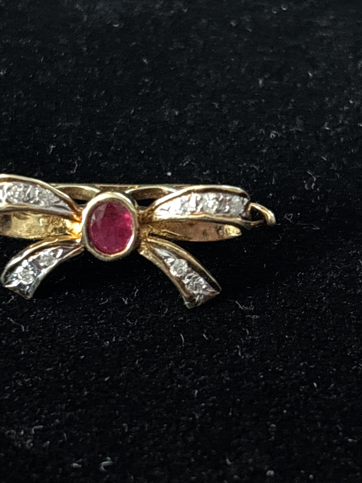 VTG 31” Pearl Necklace 14K Gold Diamond Clasp & Gold Ruby Diamond Bow Enhancer