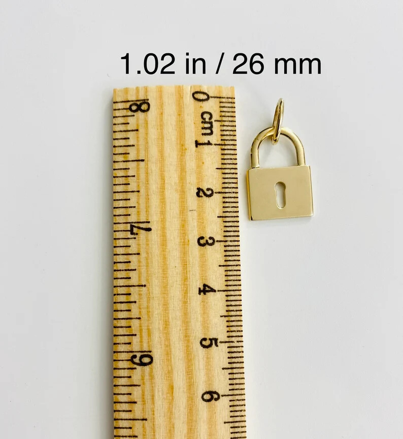 14k Solid Gold Padlock Pendant, 14K Solid Gold Lock Charm Pendant – T016