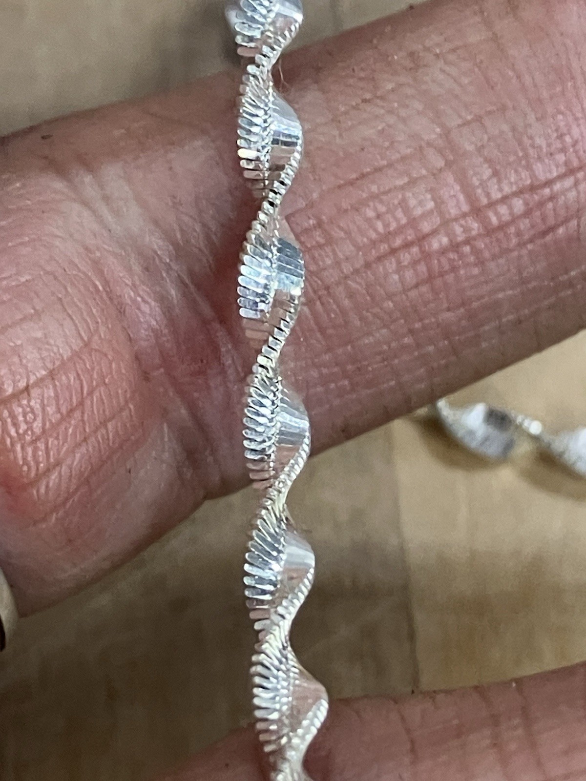 Italy 925 sterling silver chain necklace Diamond Cut Twist Rope Design Sparkle