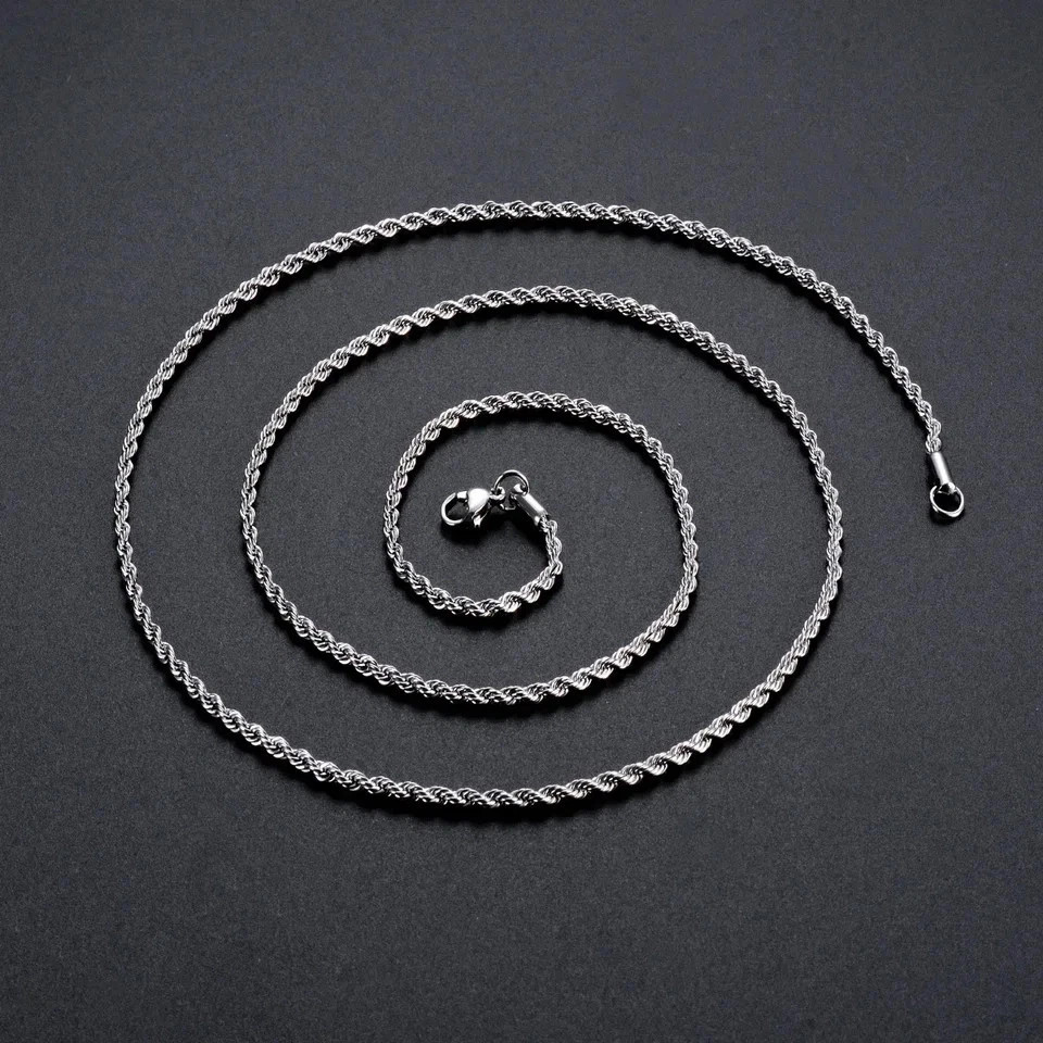 Rope Chain Necklace 925 Sterling Silver 2mm 3mm 4mm Men Classic Lobster Jewelry