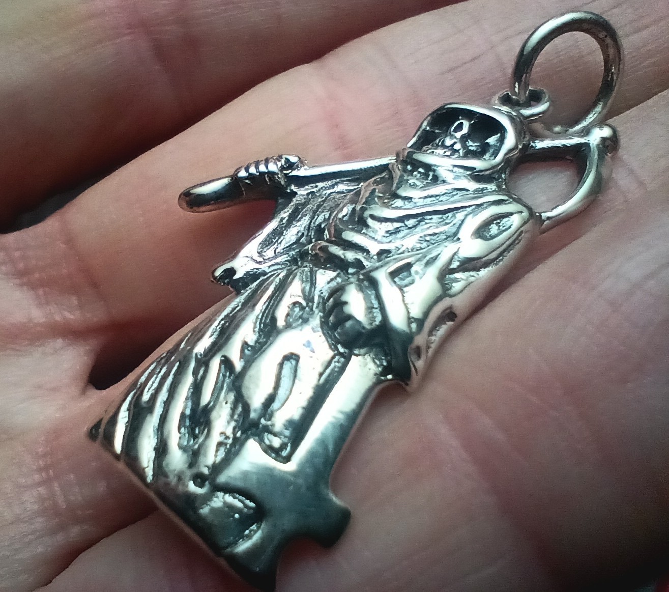 925 Silver Grim Reaper Pendant necklace Thailand Halloween CH54
