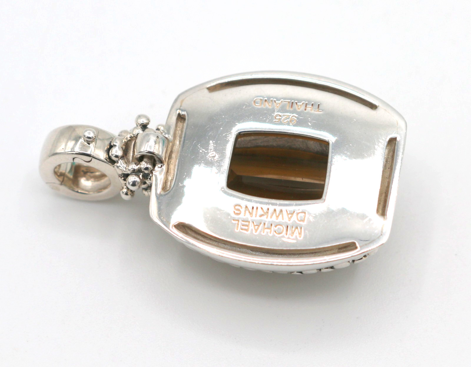 Michael Dawkins Sterling Silver 925 Citrine Rectangle Pendant Enhancer 18.28g