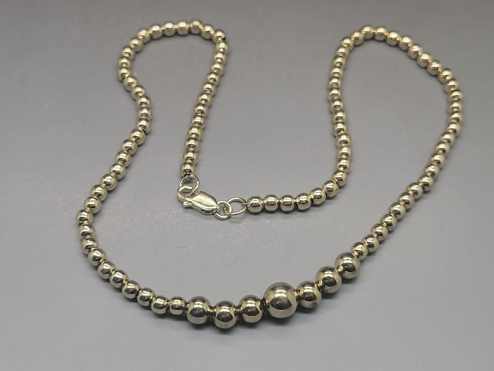 Woman’s 20″ Karat Gold Layered .925 Sterling Silver Graduated Beads Necklace