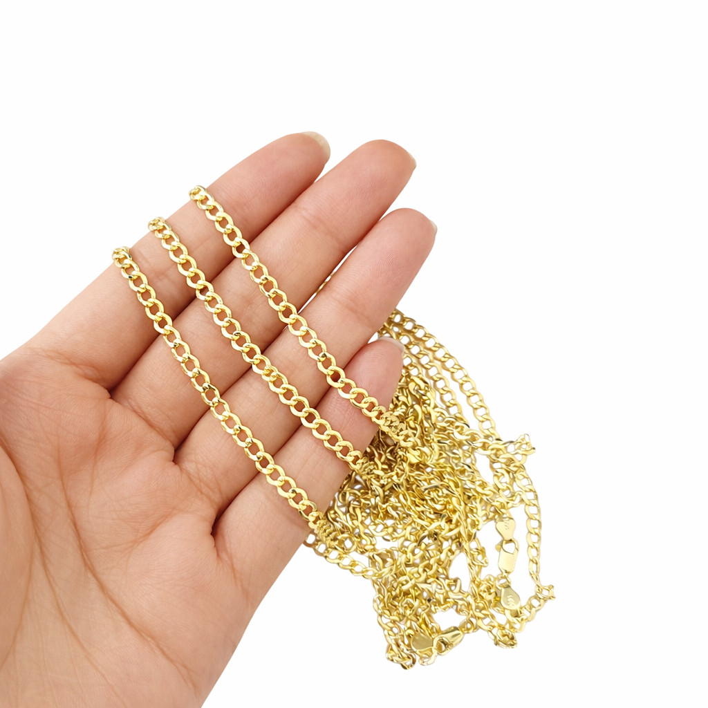 Real 14K Gold Cuban Curb Link Chain Necklace 5mm Mens Womens 18 20 22 24 Inch