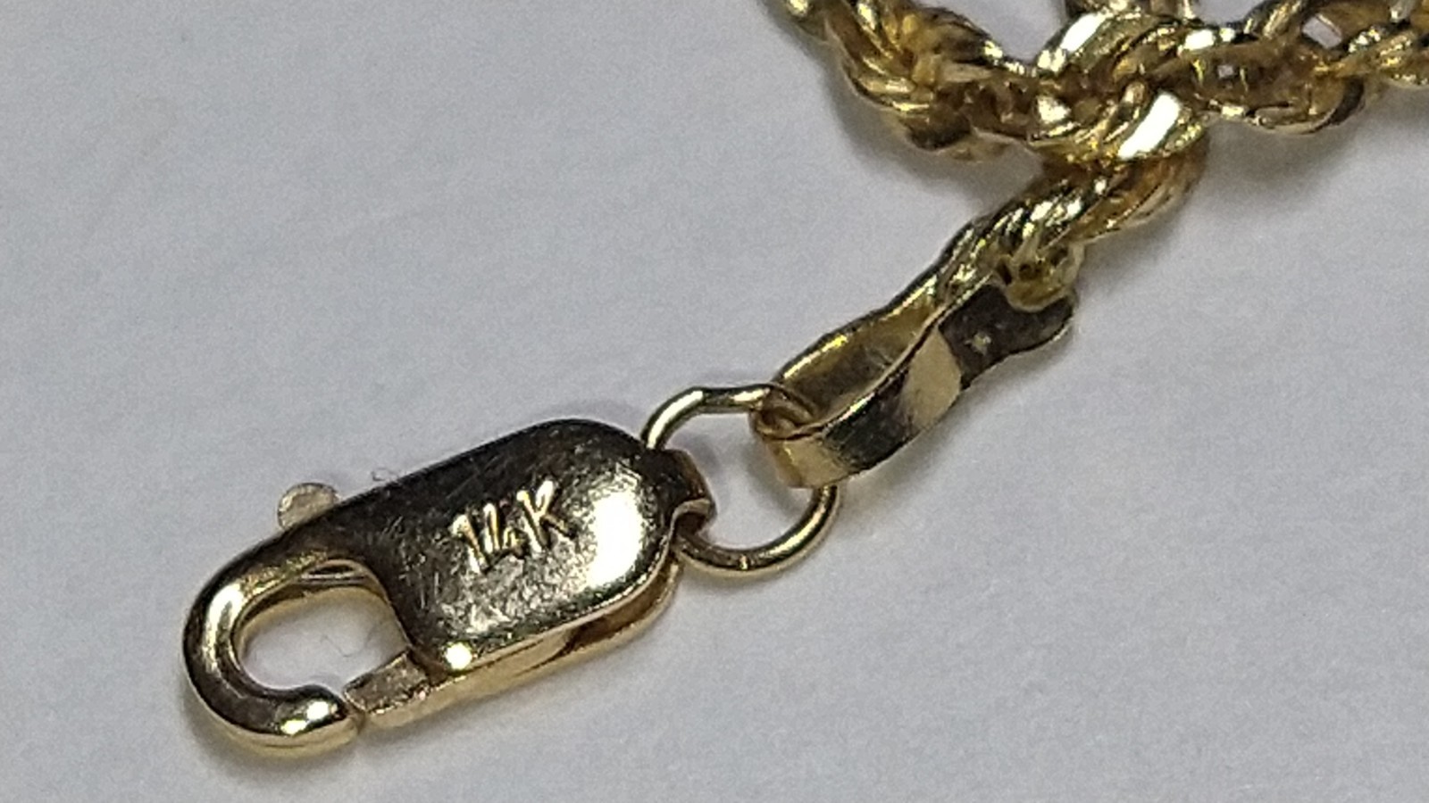 14k gold 2.25mm hollow diamond-cut rope chain necklace 2.37 grams – 18.75″