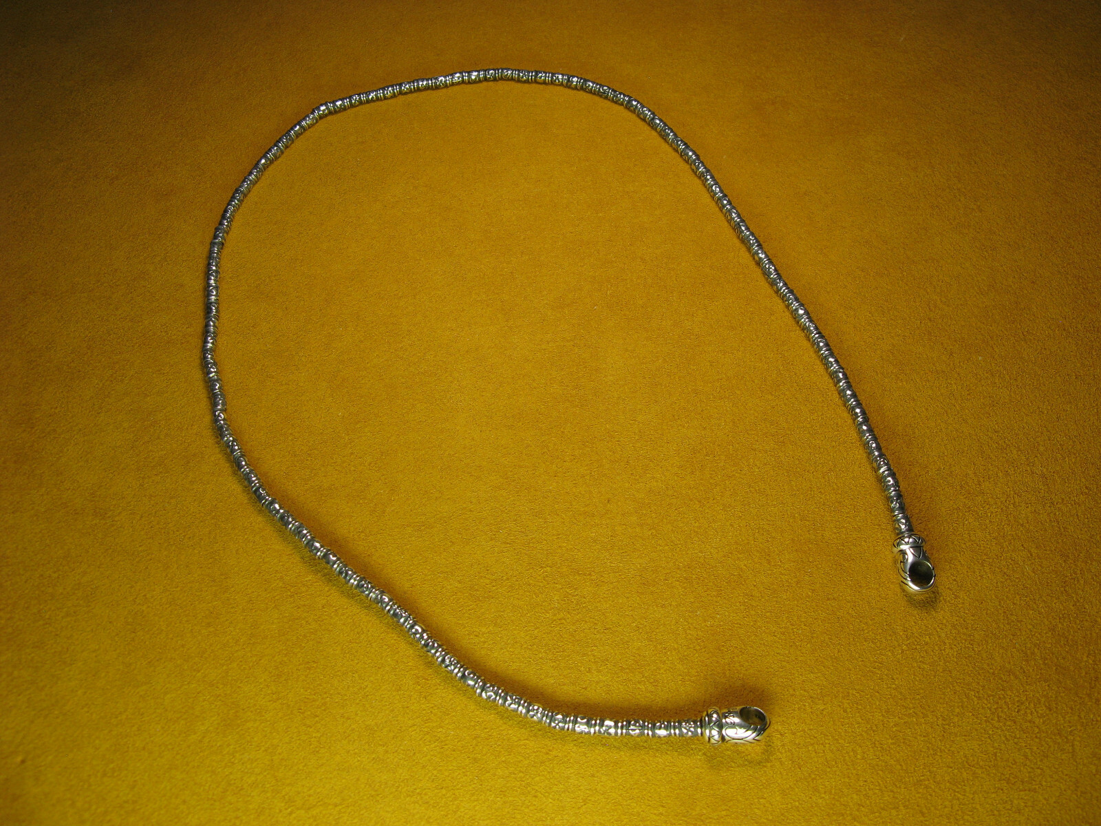 BARBARA BIXBY BARREL BEAD STRAND NECKLACE CHAIN 15.5 – 16 SILVER CARVED Designer