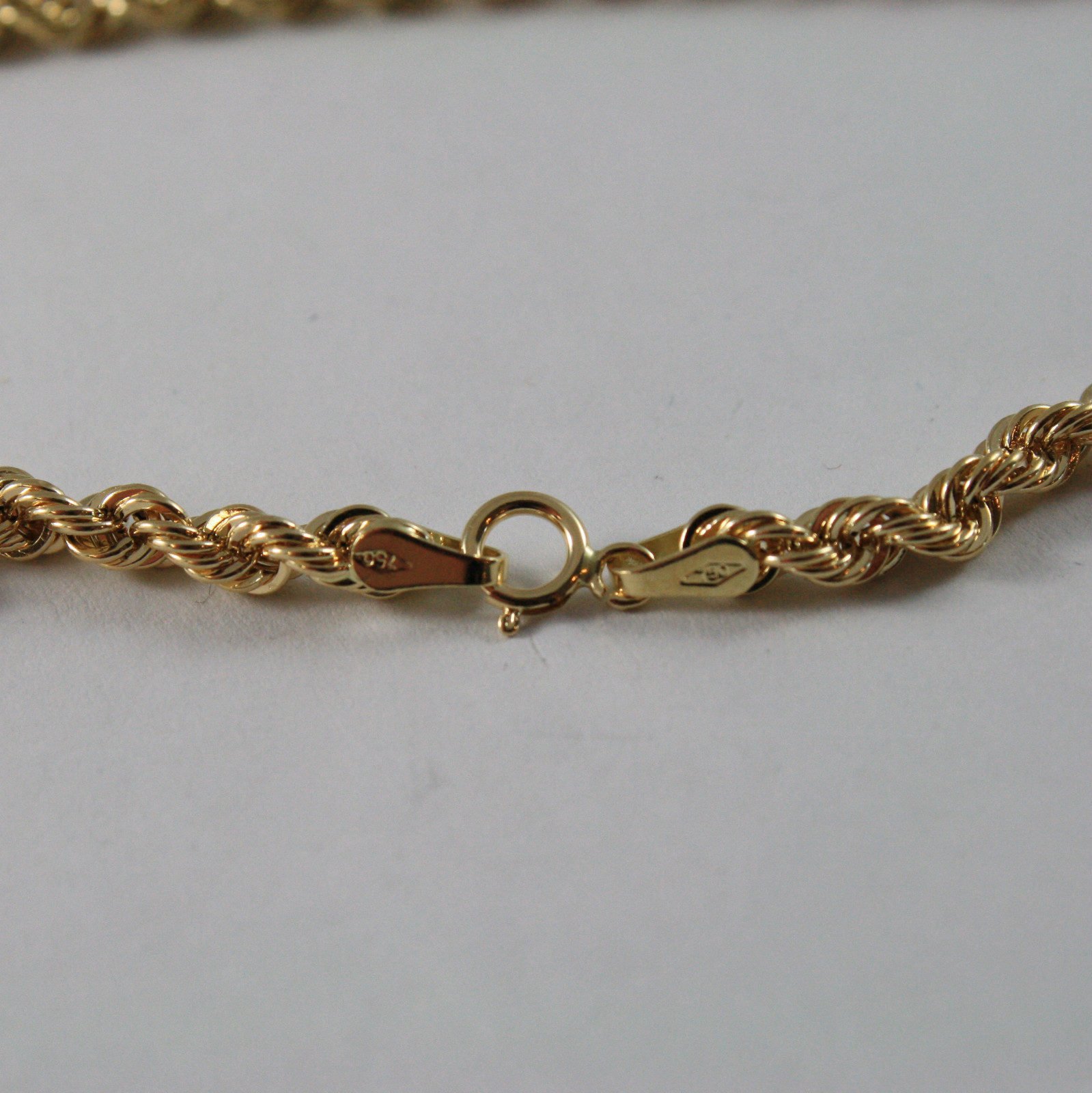 18K YELLOW GOLD LONG CHAIN NECKLACE 3.5mm BRAID ROPE LINK 70cm 27.5″ ITALY MADE