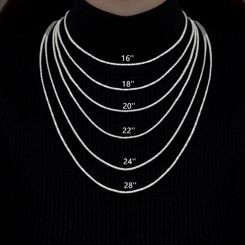 2mm Wide Woman REAL s925 Sterling Silver Starry Chain Necklace 16-28”
