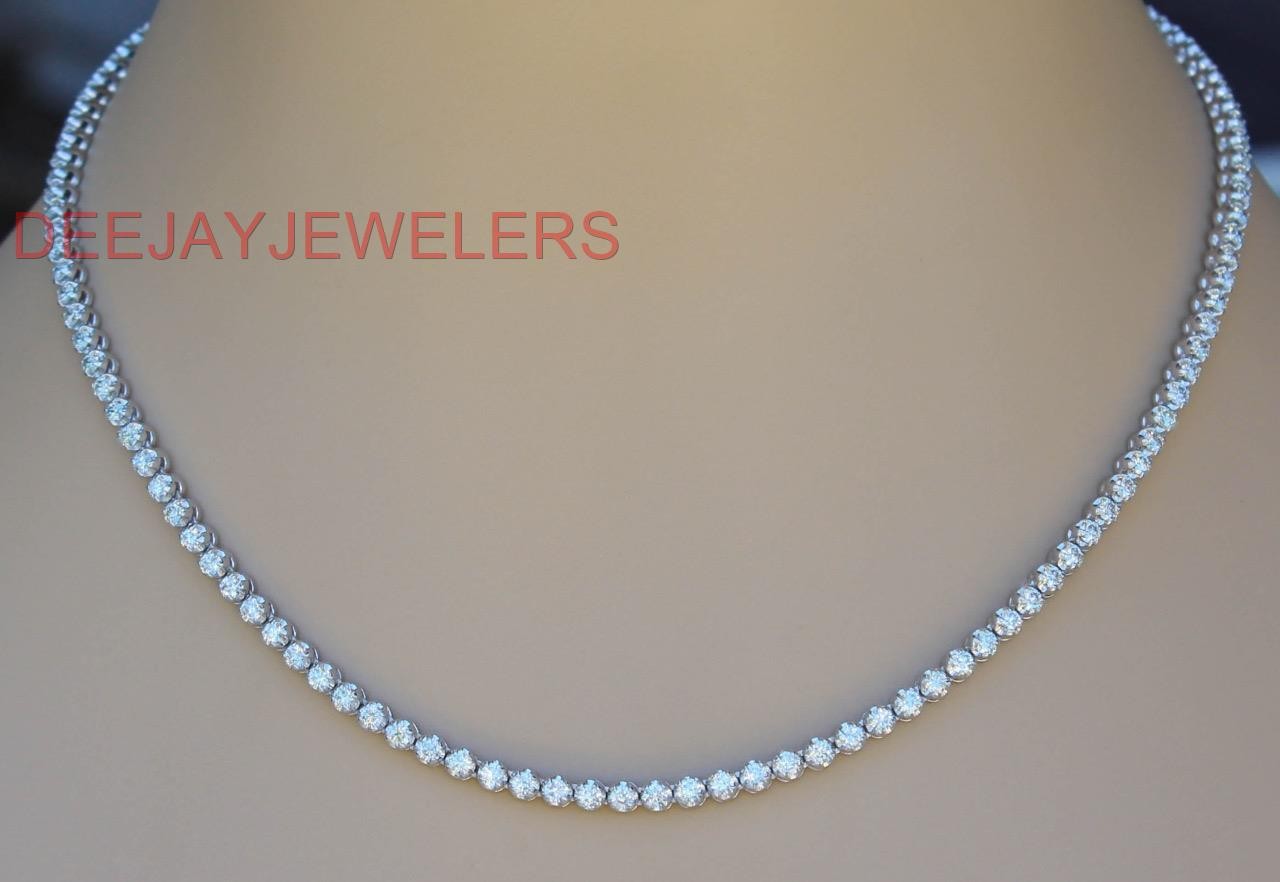 7ct VS Diamond Eternity Tennis Necklace 16in Heavy 22gms 14k White Gold USA Made