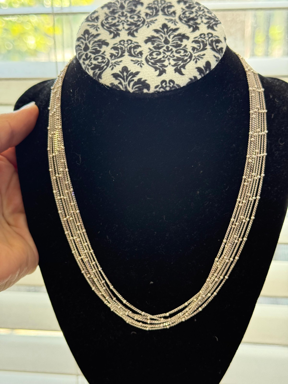 Milor Italy 925 Sterling Silver Multi Strand Necklace Layered Vintage Style