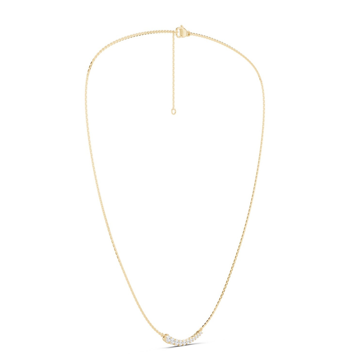 Graduated Curved Bar Necklace, Lab Grown Diamond, EF/VS-VVS,0.20 Ct. Yellow Gold