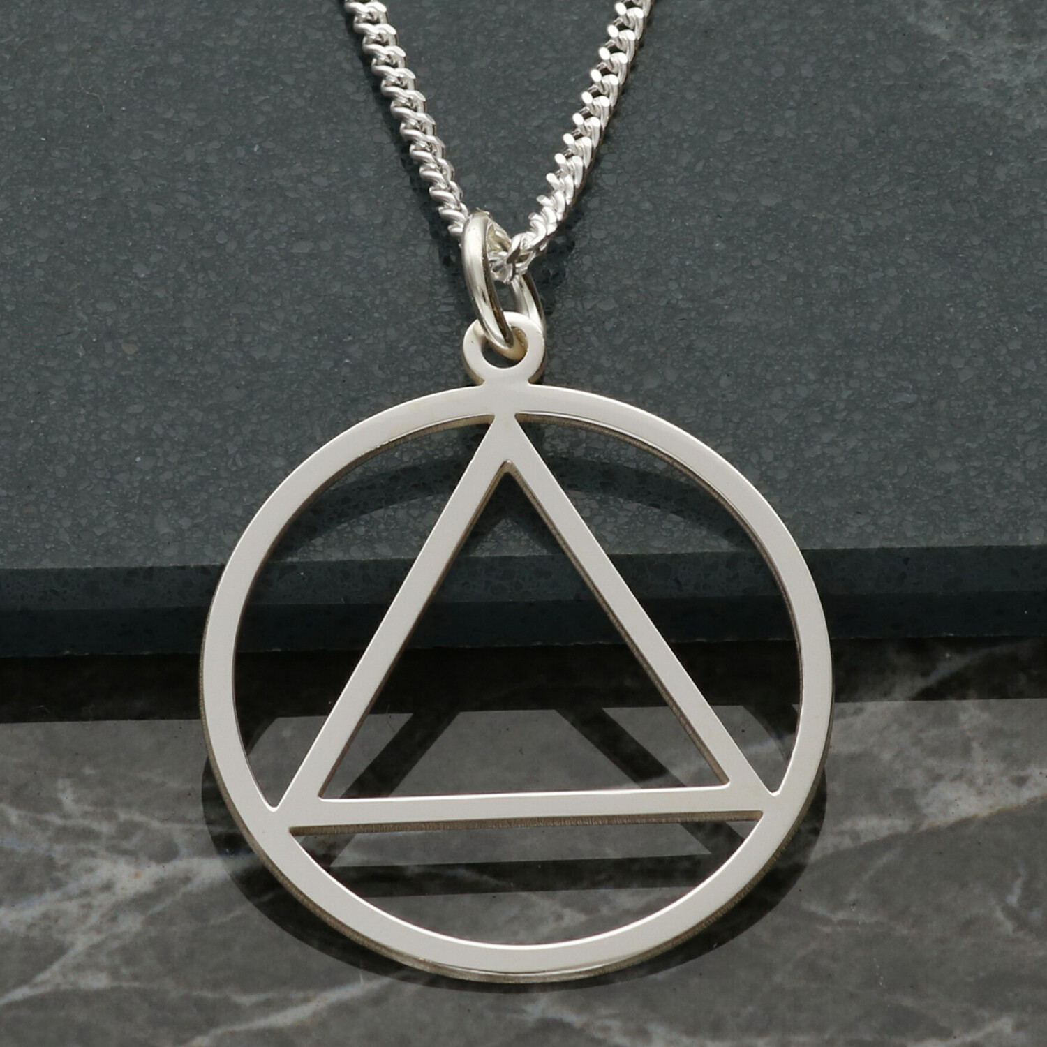 925 Solid Sterling Silver AA Sobriety Affirmation Symbol Pendant Chain ODAAT
