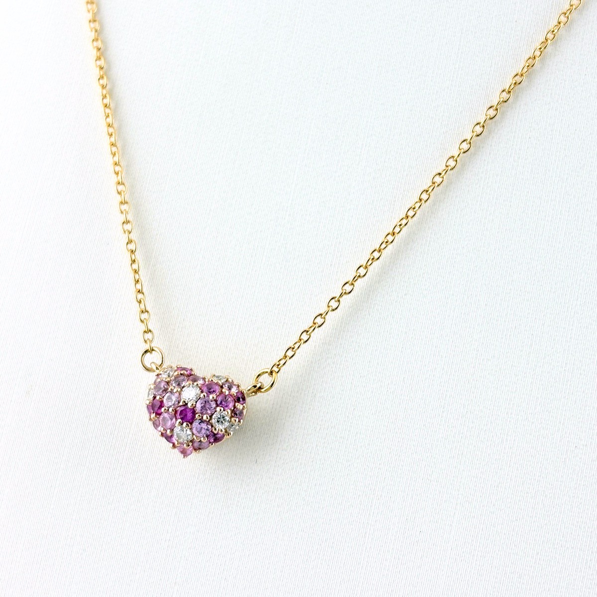 Ponte Vecchio Pink Sapphire Necklace PG Pink Gold Pendant melee diamond Neck…
