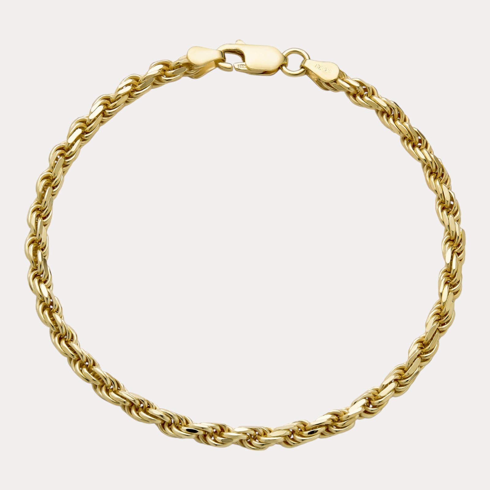 4mm Diamond Cut Rope Bracelet – Solid 925 Sterling Silver Or 14k Gold Vermeil