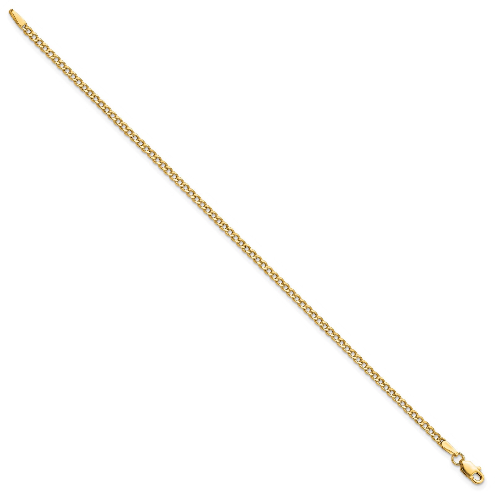 10K Yellow Gold 2.5-7mm Curb Chain Necklace 7-26 Inch Mens Womens