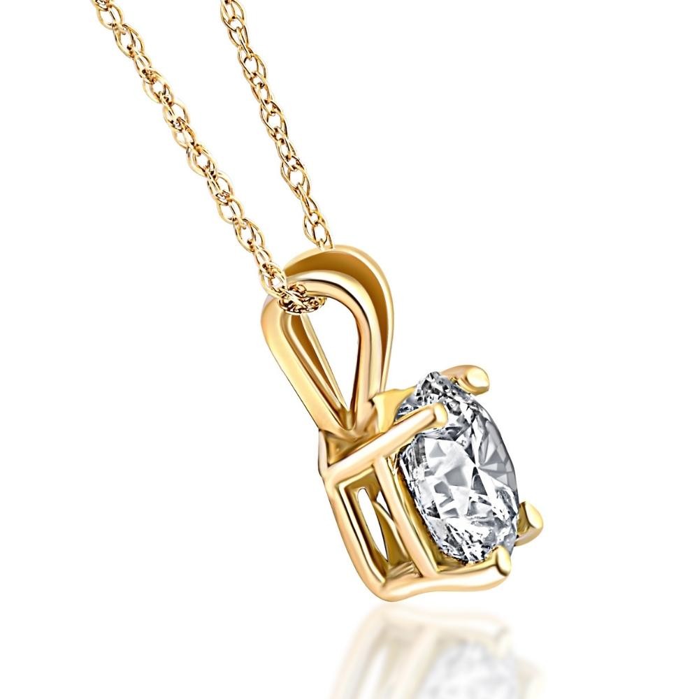 1/4 – 2 Ct T.W. Natural Diamond Solitaire Pendant in 14k White or Yellow Gold
