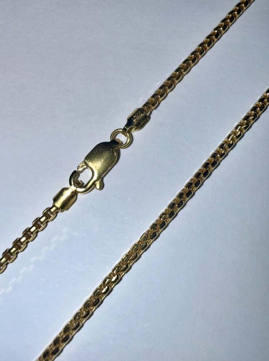 ESTATE Solid 10K Gold 1.6mm Round Box Chain Necklace 20”