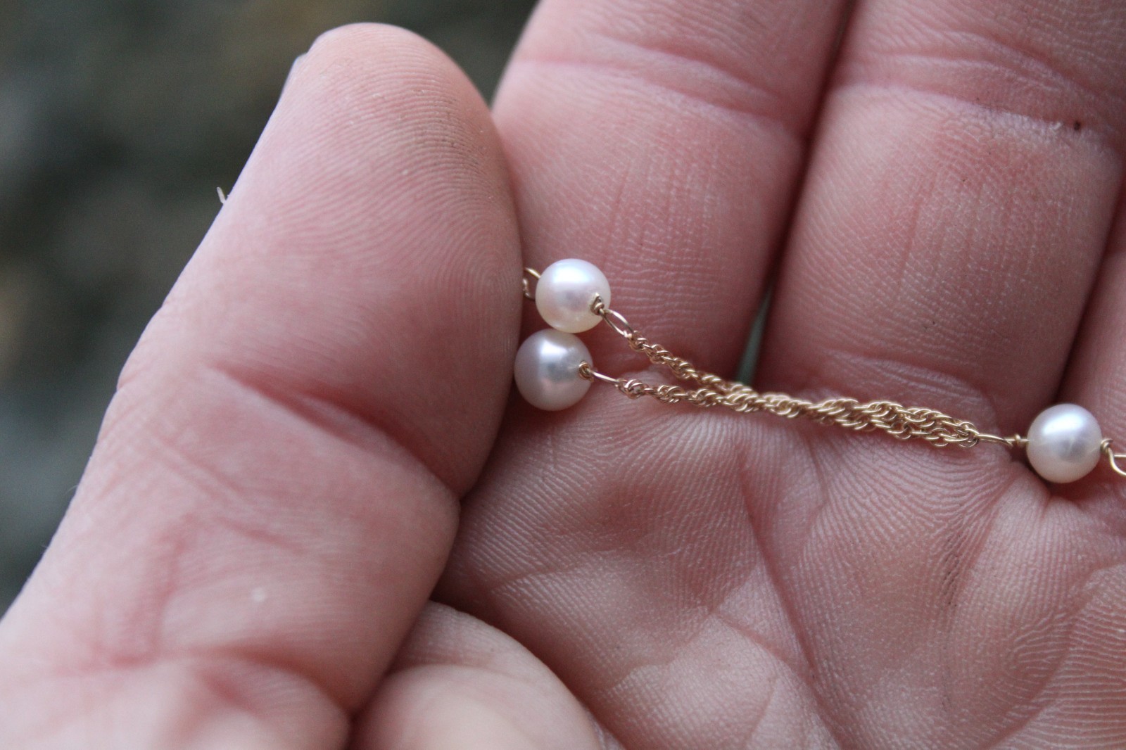 Vintage 14k Yellow Gold & Pearl Y Drop Dangle Necklace, HZ (16.25″)