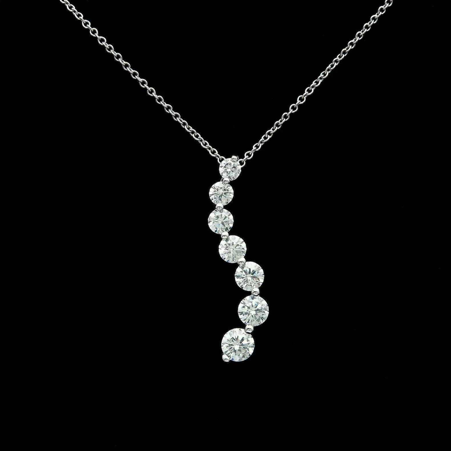 1.50ct Round Diamond Journey Pendant 14k White Gold Finish 18″ Chain