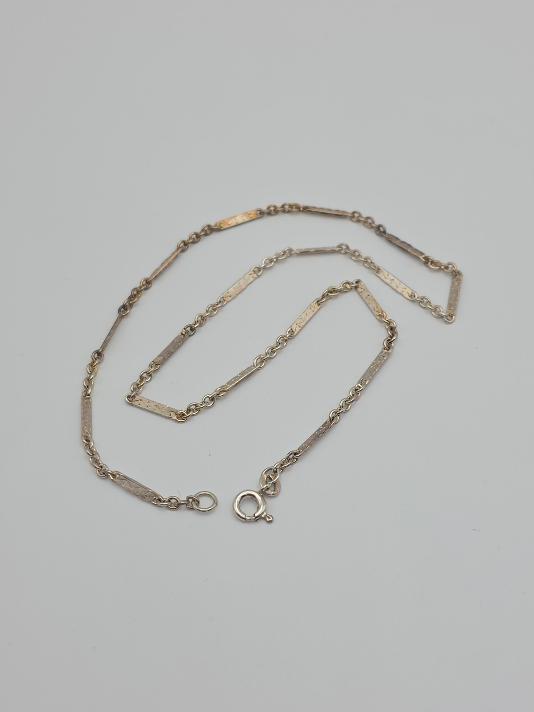 Vintage Sterling Silver 925 Bar Chain Necklace 15″ INCH 2mm 5.3 GRAMS