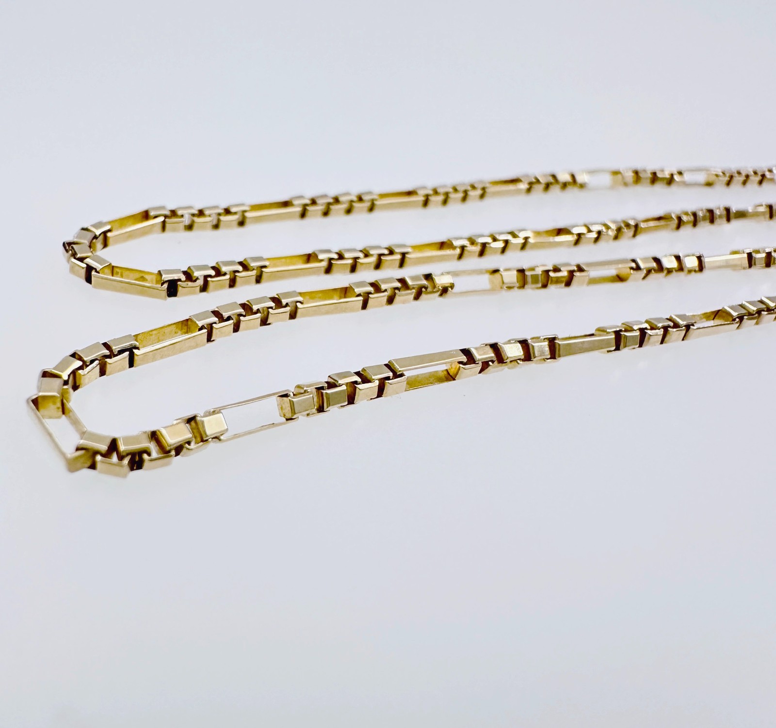 Solid 14K Yellow Gold Figaro Box Link Hybrid Chain Necklace 1.4mm, 24 1/2″, 5.6g