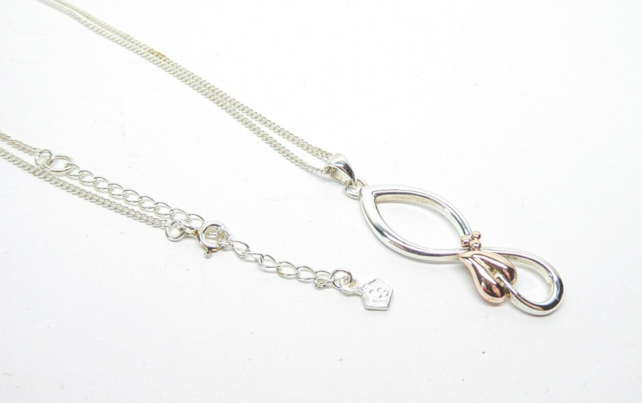 Clogau Gold Silver & 9ct Rose Gold Tree of Life Ivy Leaf Pendant & 20″ Chain