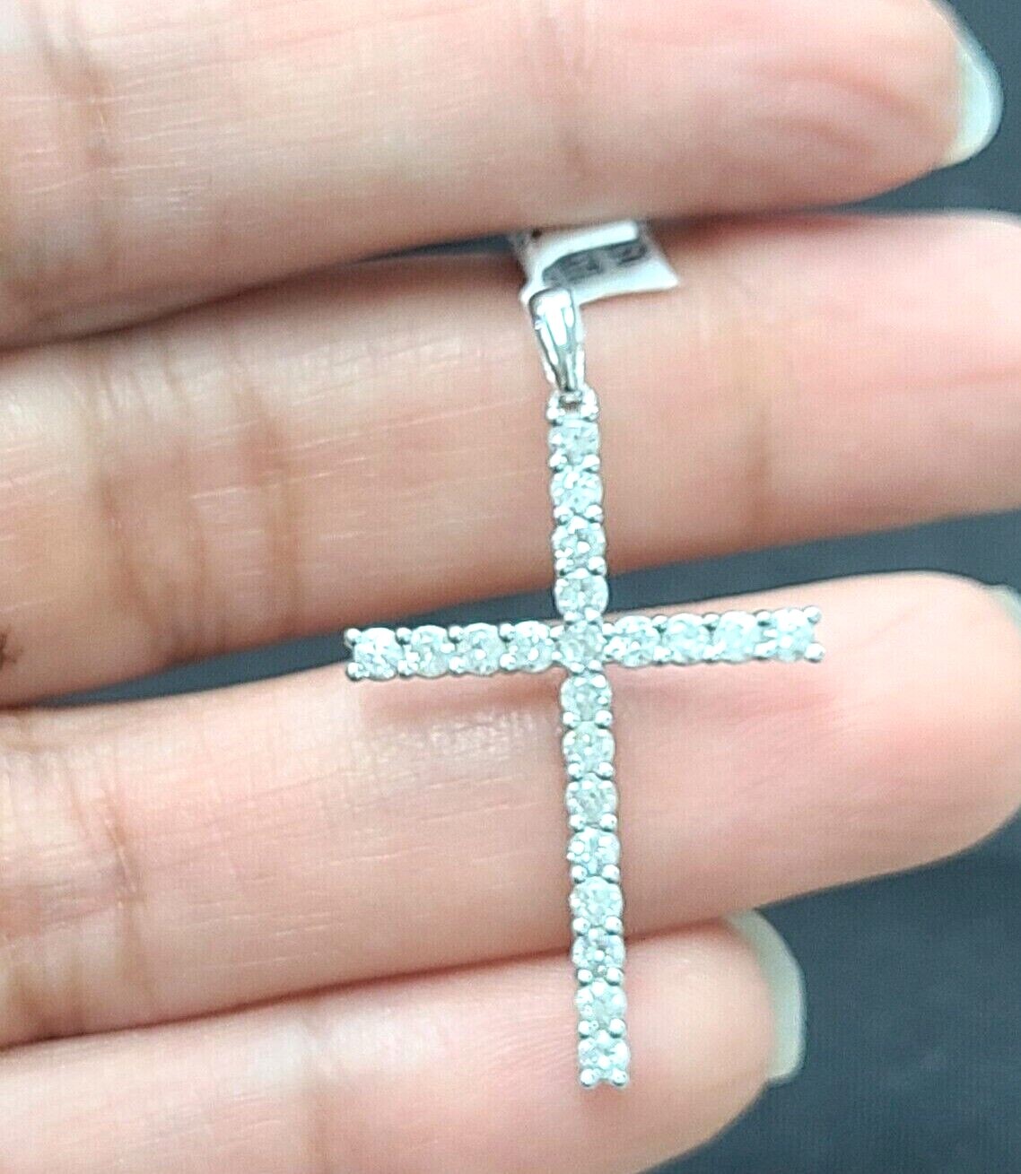 Deal! 0.75CTW GENUINE DIAMOND CLUSTER CROSS PENDANT CHARM IN 14K GOLD 34MM