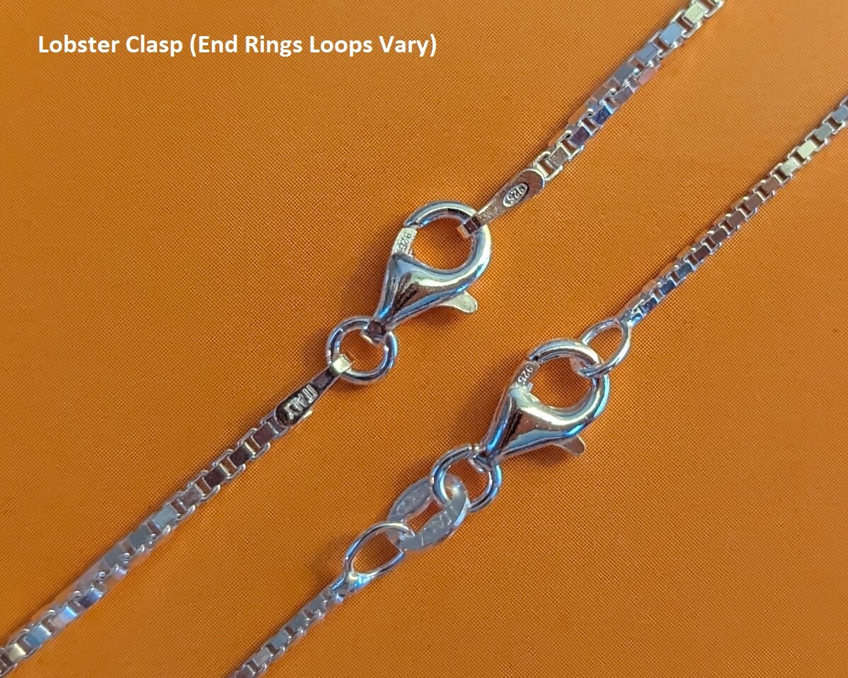 Box Chain Necklace or Anklet – Sterling Silver – 9″ to 30″ – Made In Italy [YB]