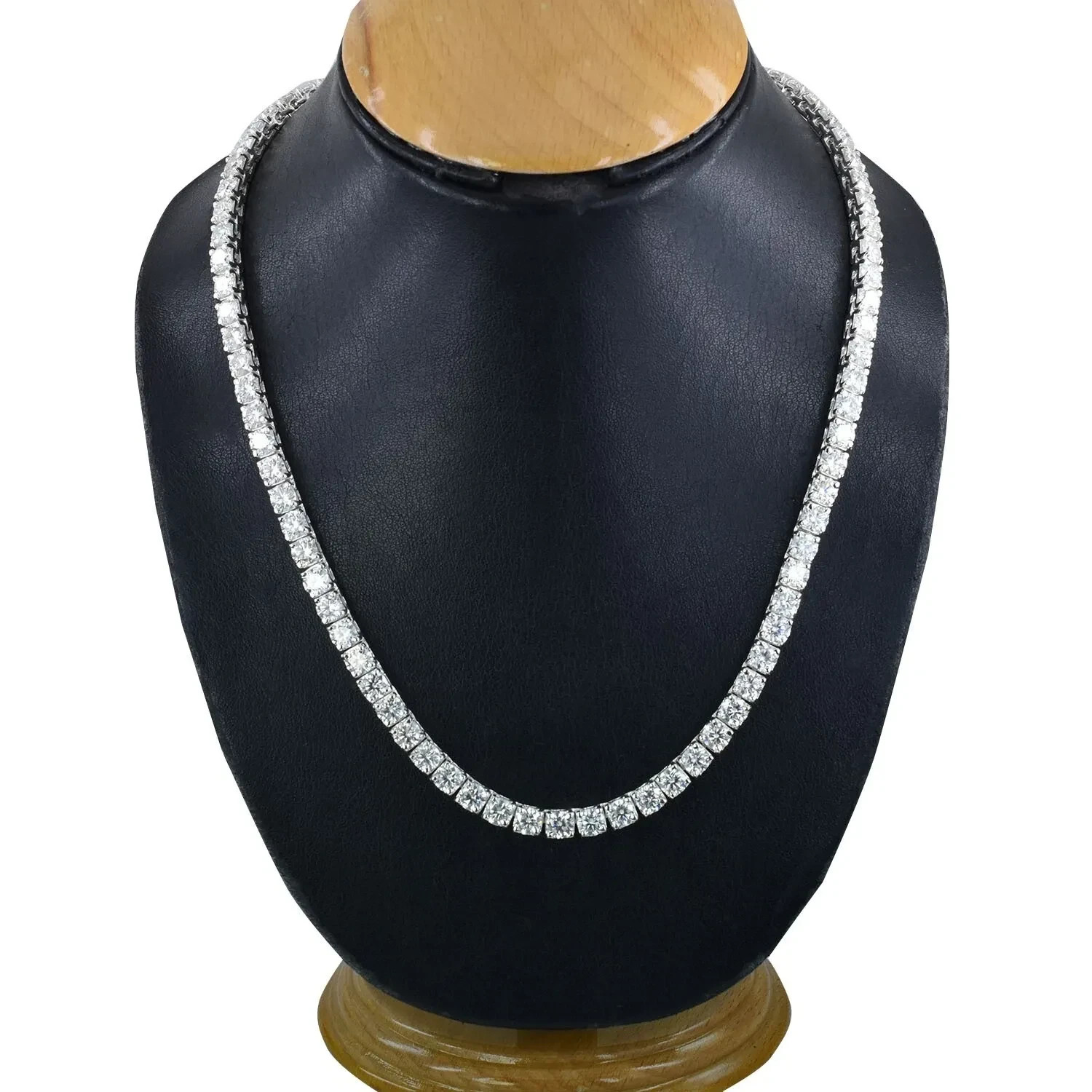 RARE 50Ct, 5mm White Diamond Tennis Necklace, Excellent Cut No Tariff ! 19 INCH
