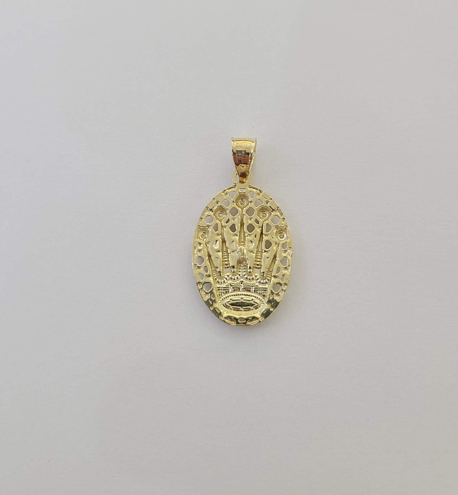 10K Real Yellow Gold Crown Circular Charm Pendant Gold 10k Free Shipping On Sale