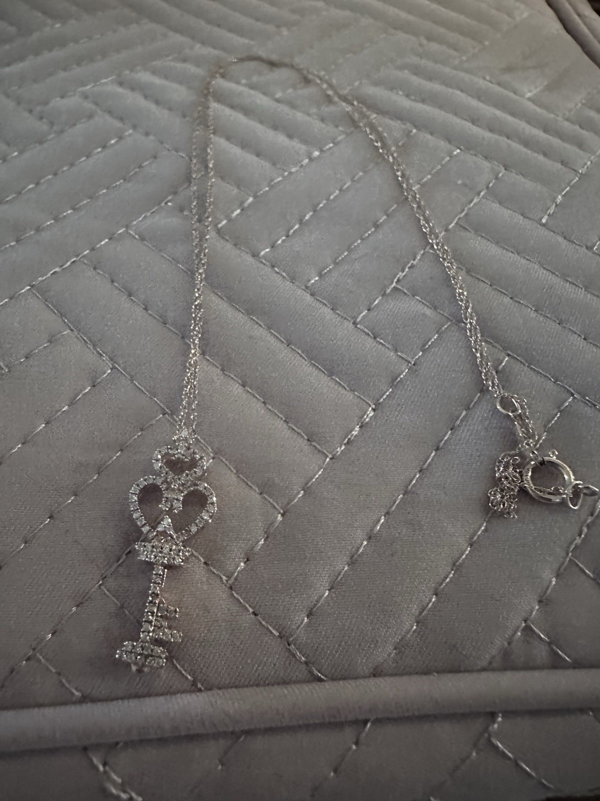 1/6 CTW 10K Diamond-Heart Top Key Pendant Rose Gold Necklace