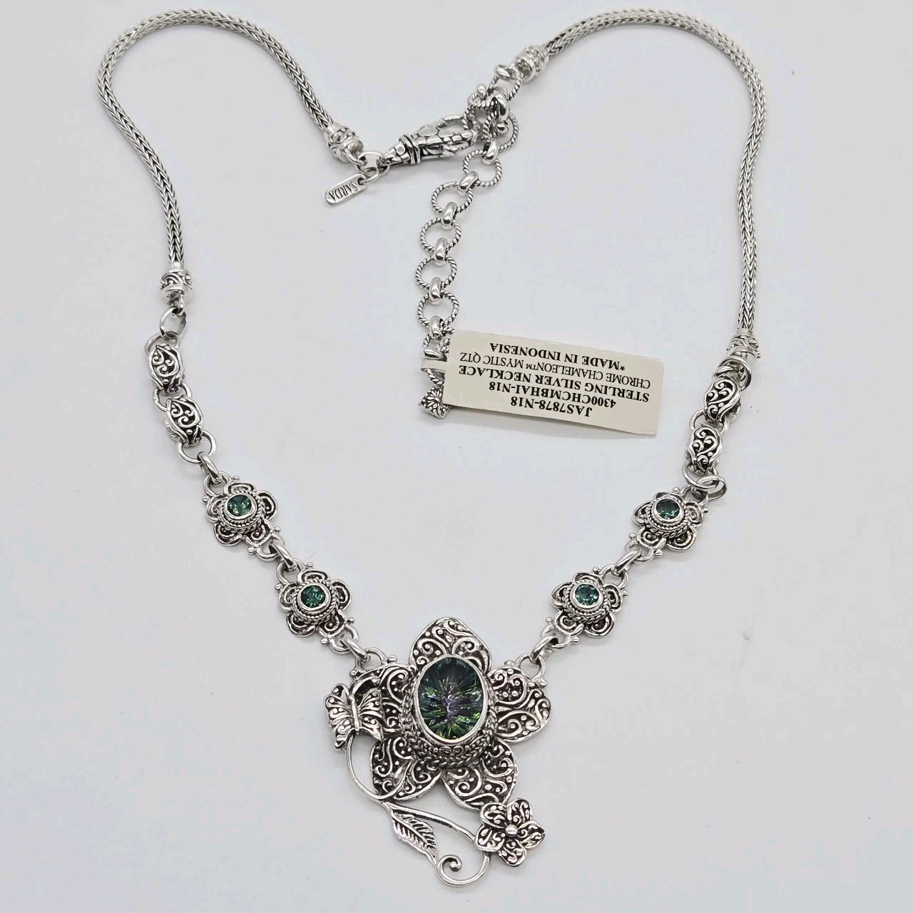 Sarda Wildflower Necklace Mystic Quartz Topaz Bali Sterling Silver 925 Flower