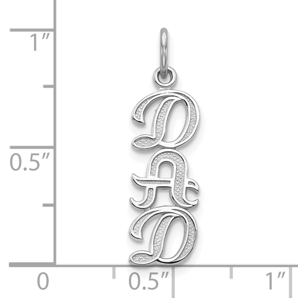 10K White Gold DAD Charm Pendant 0.72gm L-25 mm, W-7 mm