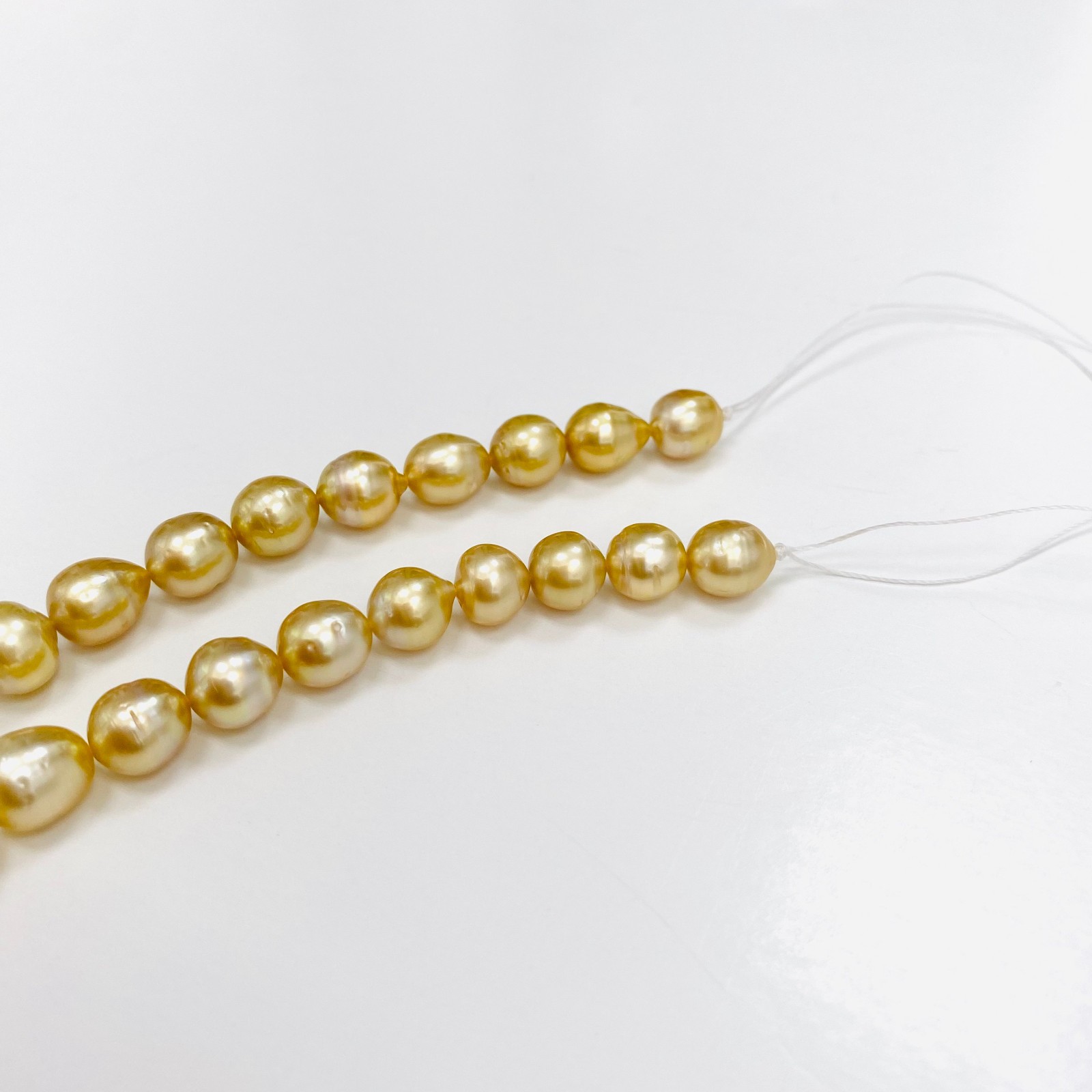 Golden South Sea Pearl Necklace Loose Strand 8mm to 11mm Drops/Ovals/Buttons Mix