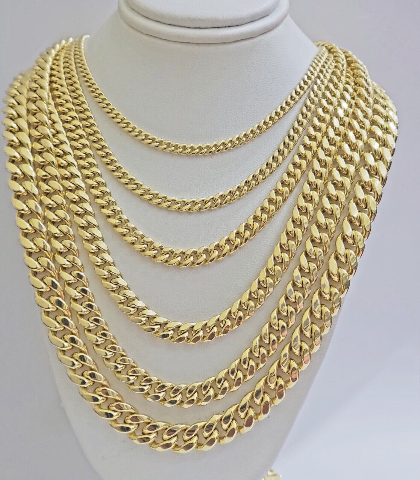Real 10k Gold Chain Necklace Miami Cuban Link 18″-30″ Inch 6mm 7mm 8mm 9mm 10mm