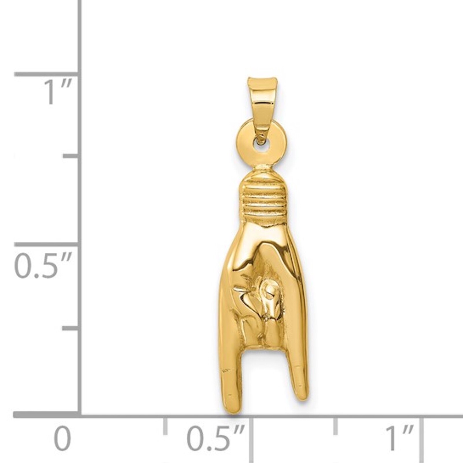 14K REAL Gold 3D Mano Cornuto Pendant, Gold Italian Lucky Hand Charm – 14K6392