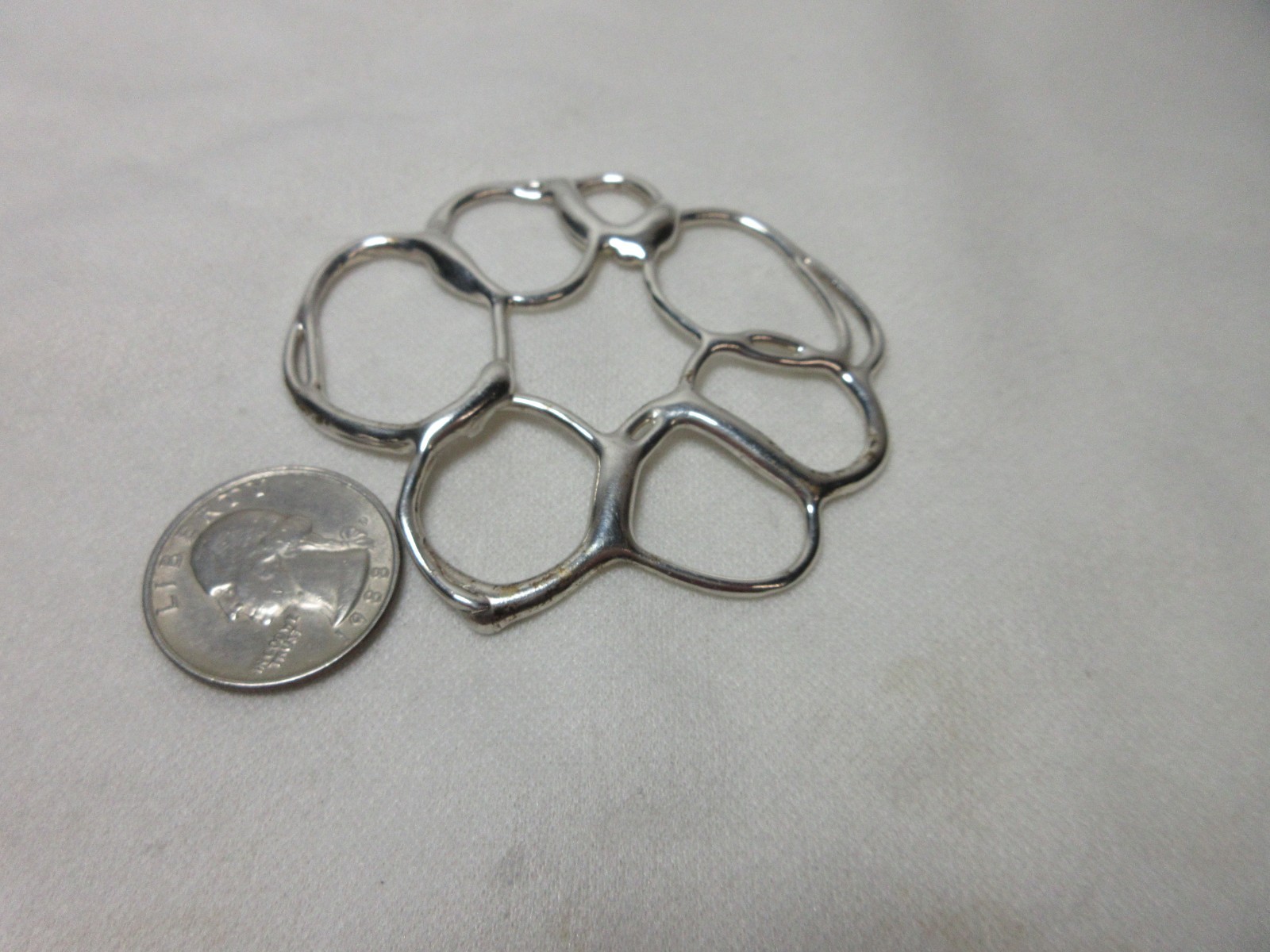 VINTAGE STERLING NECKLACE PENDANT MODERN DESIGN UNKNOWN DESIGNER #82