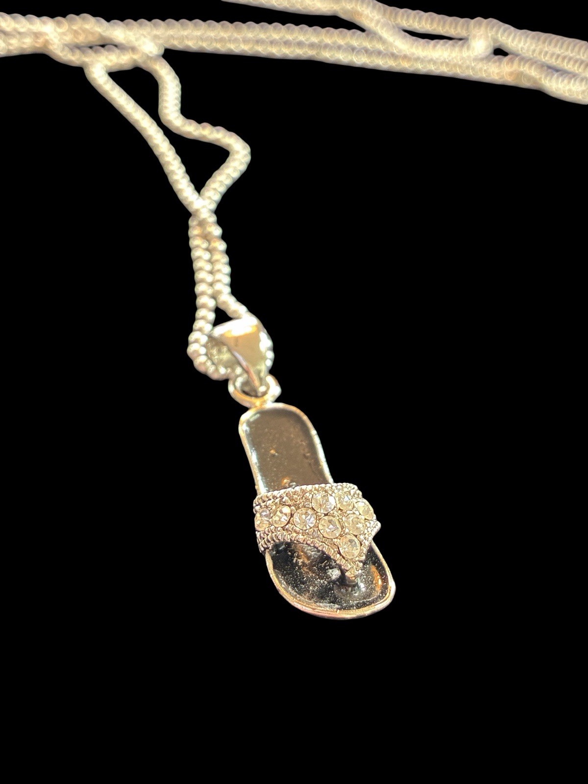Flip Flop Pendant On Sterling Silver 925 Chain Necklace