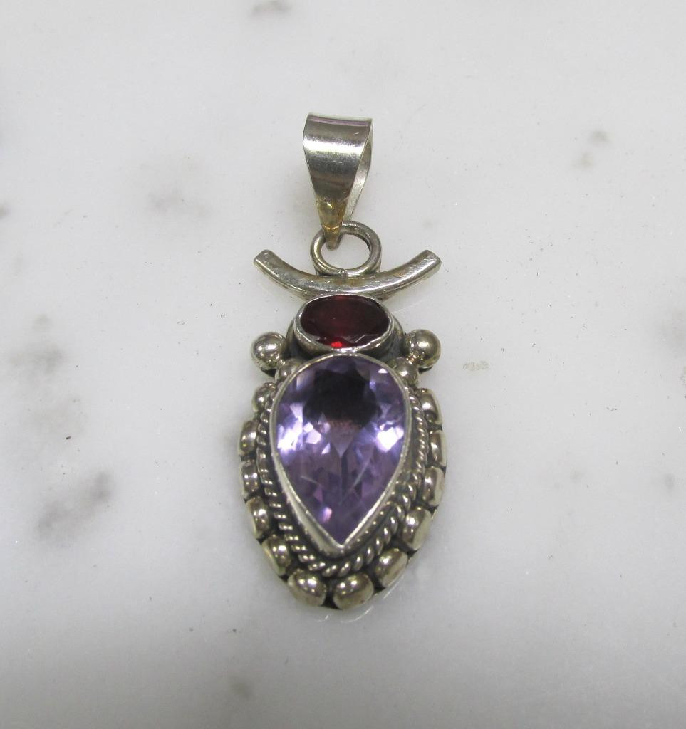 Unknown Stones Sterling Silver Dangle Pendant ~ 7.3grams ~ 4-I654