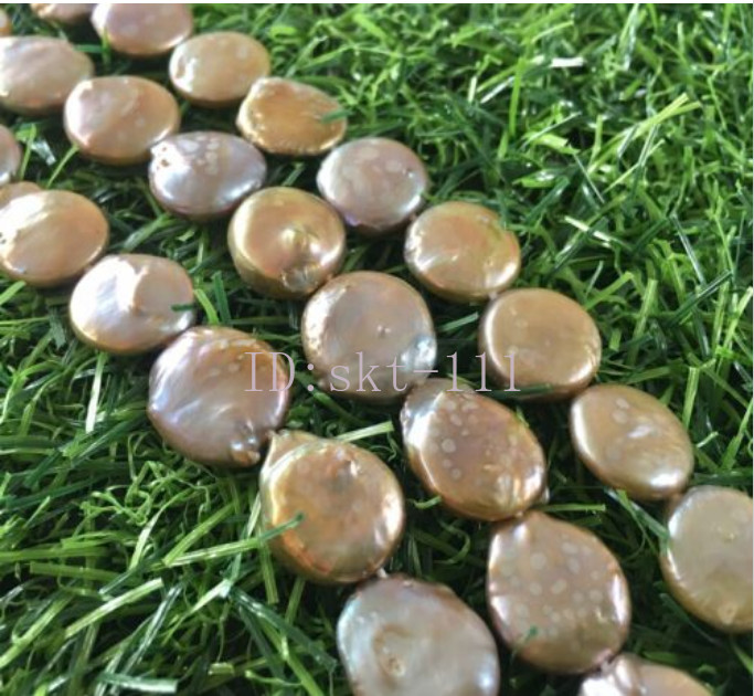14″ New Natural Real purple Multicolor Freshwater Pearl Coin Loose Beads 12-13mm